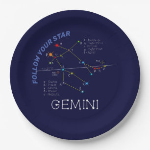 Prato De Papel Zodiac Constelação Gemini