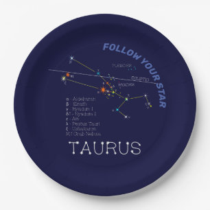 Prato De Papel Zodiac Constelação Taurus