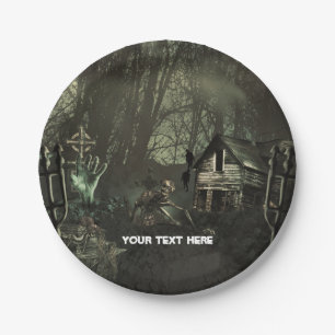 Prato De Papel Zombie Graveyard Festa de aniversário ou Halloween