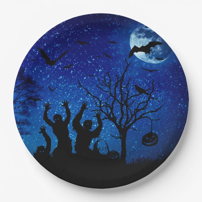 Prato De Papel Zombies 2 Papel personalizado Placas de 9" (Frente)