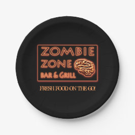 Prato De Papel Zona Zombie do Halloween Comida fresca em moviment