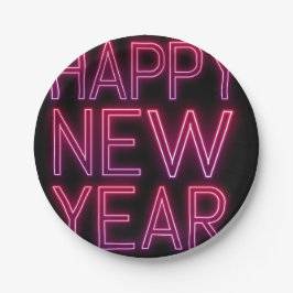 Prato De Papel Zoom no Gradiente Roxo Ano Novo