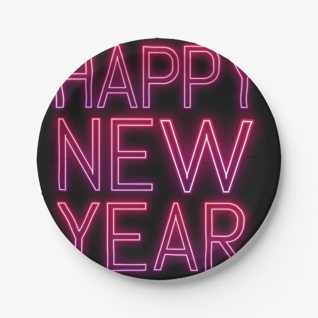 Prato De Papel Zoom no Gradiente Roxo Ano Novo (Frente)