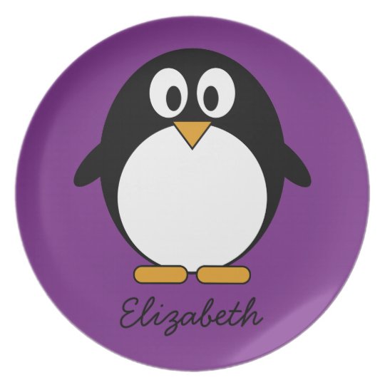 Prato Roxo Bonito Do Pinguim Dos Desenhos Animados Zazzle Com Br