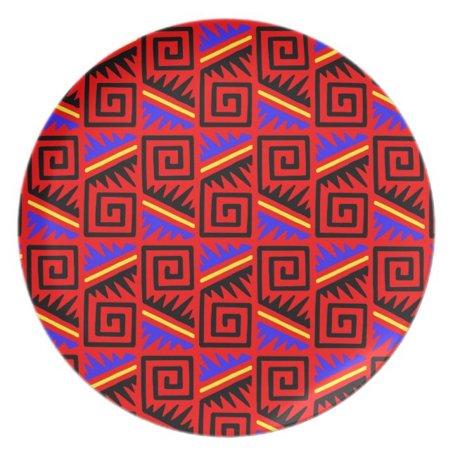 Prato Teste padrão mexicano vermelho extravagante (Frente)