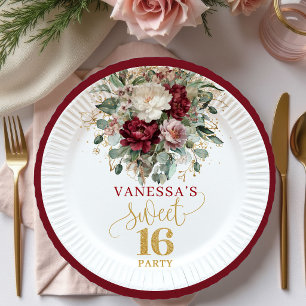 Pratos Burgundy Blush Sweet Sixteen Atemporais
