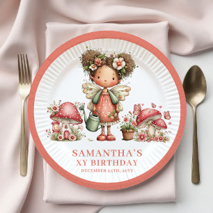 Pratos Cogumelo Rosa de Aniversário de 5 anos da F