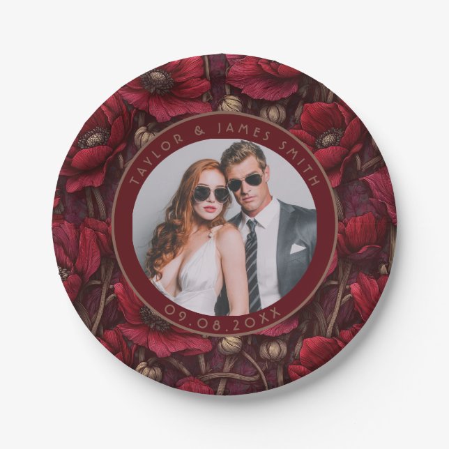 Pratos de Anêmonas Elegantes para Festa de Despedi (Frente)