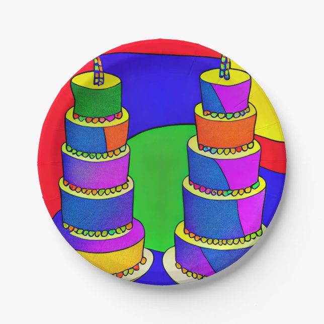 Pratos de Aniversário com Design de Bolo (Frente)