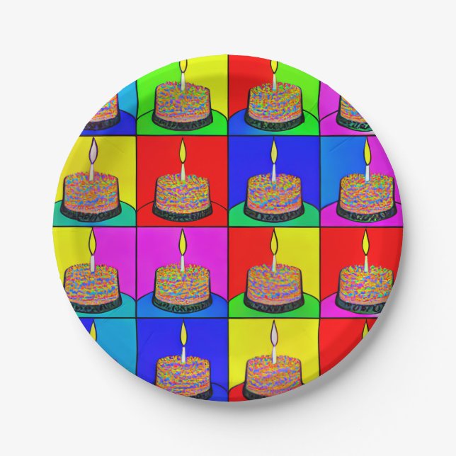 Pratos de Aniversário com Design de Bolo (Frente)