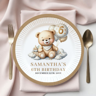 Pratos de aniversário de 6 anos ursinho fofo doura