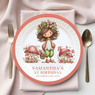 Pratos de Aniversário de Fada Fofa 6 anos Cogumelo