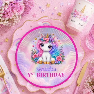 Pratos de Aniversário de Menina Mágica Unicórnio B
