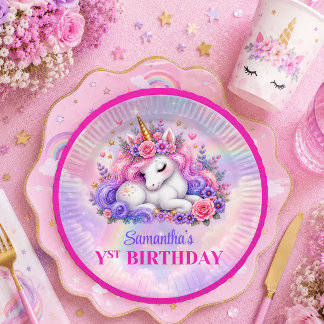 Pratos de Aniversário de Menina Mágica Unicórnio B