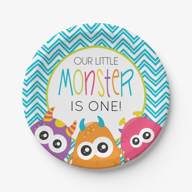 Pratos de Aniversário de Um Ano do Pequeno Monstro (Frente)