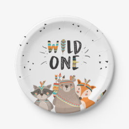Pratos de aniversário de Wild One Tribal Woodland
