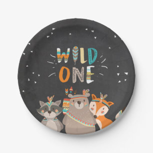 Pratos de aniversário de Wild One Tribal Woodland