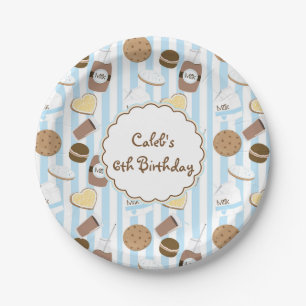 Pratos de Aniversário Meninos Azul Cookies & Milk