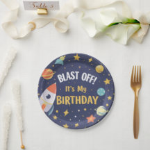 Pratos de Aniversário Space Rocket Kids 