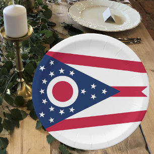 Pratos de bandeira de Ohio, festa, esportes, Ohio