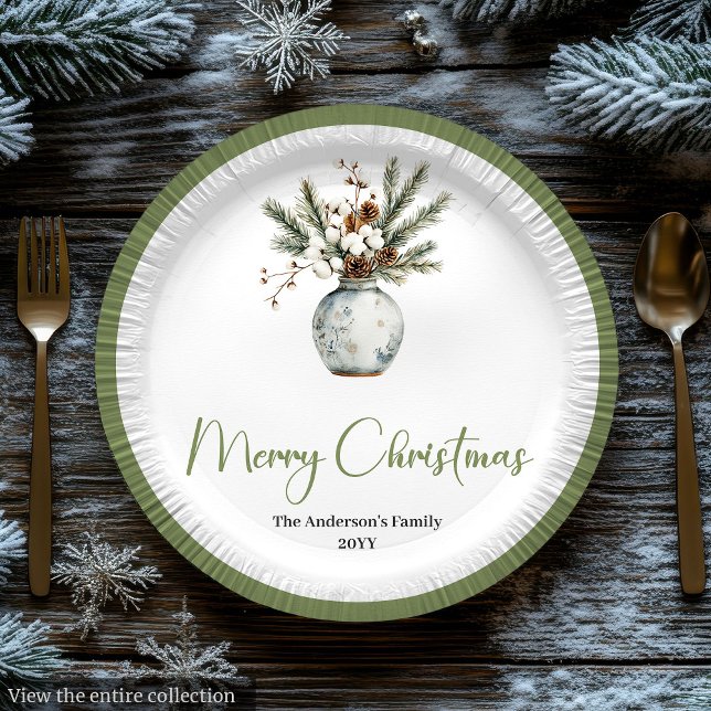 Pratos de Bouquet de Natal em Aquarela Boho Convid (Cozy Boho Watercolor Christmas Bouquet Plates)