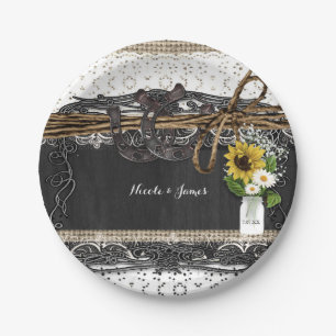 Pratos de Casamento Country com Ferraduras e Flore