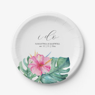 Pratos de casamento descartáveis elegantes com flo