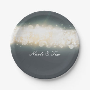 Pratos de Casamento Grey Sparkle Lights Sky Blast