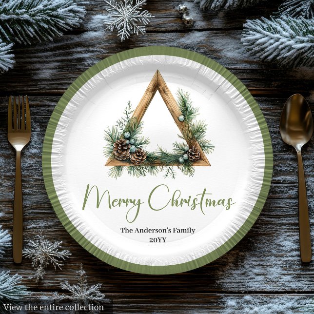 Pratos de Cena de Árvore de Natal Rústica Boêmia C (Chic Bohemian Rustic Christmas Tree Scene Plates)
