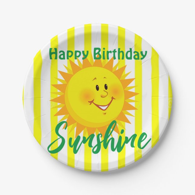 Pratos de Feliz Aniversário de Greve Amarela e Bra (Frente)