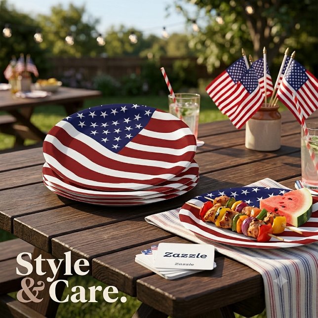 Pratos de festa American Flag Mark 7" – Orgulho do (American Flag Mark 7 Party Plates – USA Pride)