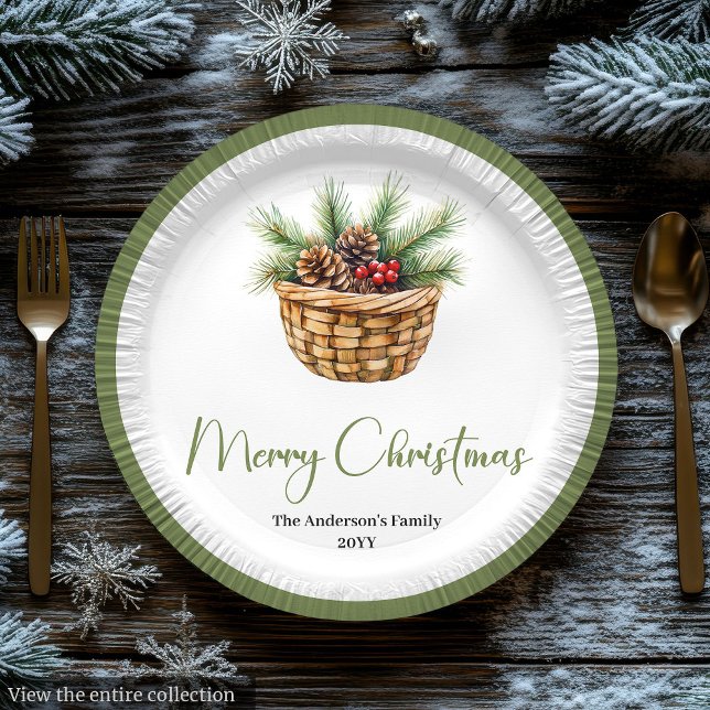 Pratos de festa botânicos de árvore de Natal moder (Modern Boho Christmas Tree Botanical Party Plates)