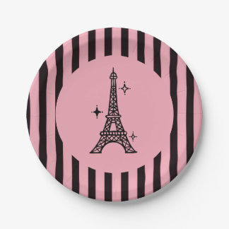 Pratos de festa da Torre Eiffel Paris Rosa