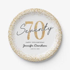 Pratos de festa de 70 anos em ouro branco elegante