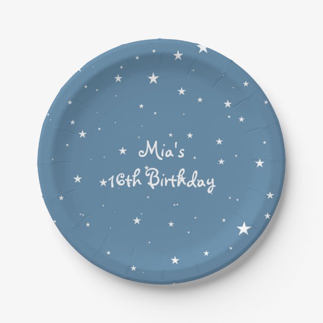 Pratos de festa de aniversário com estrelas grande (Frente)