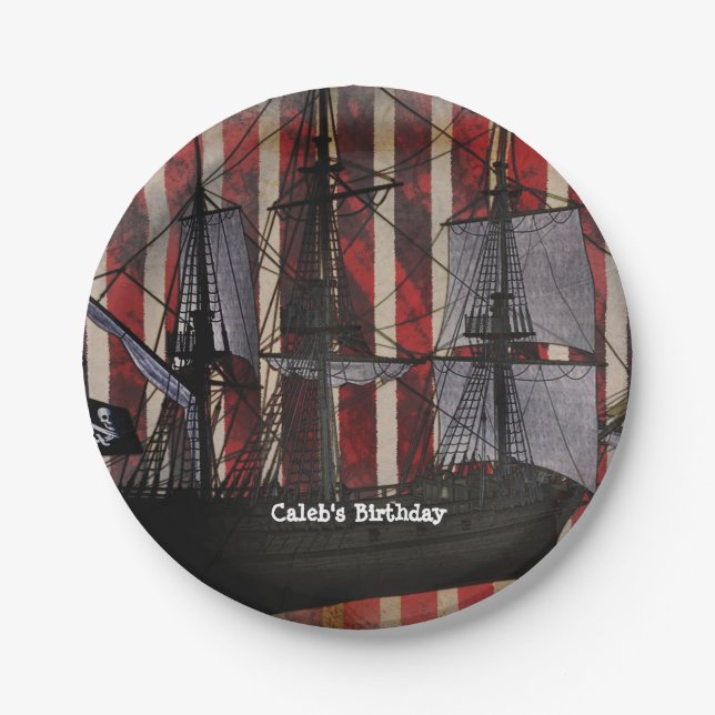 Pratos de festa de aniversário com tema de navio p (Frente)