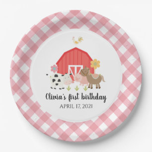 Pratos de festa de aniversário de animais de fazen