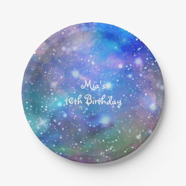 Pratos de festa de aniversário Space Galaxy Spacy (Frente)