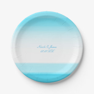 Pratos de festa de casamento chic em aquarela azul