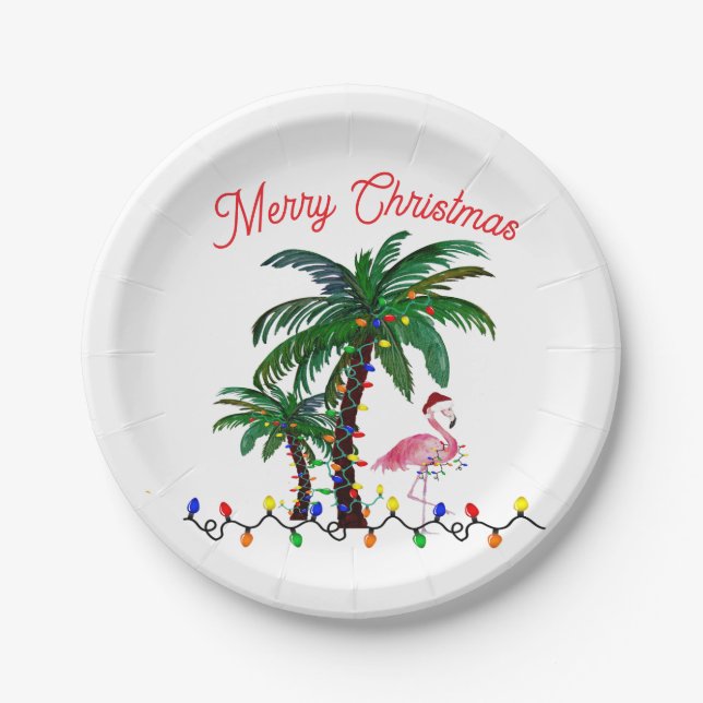Pratos de festa de Natal de flamingo (Frente)