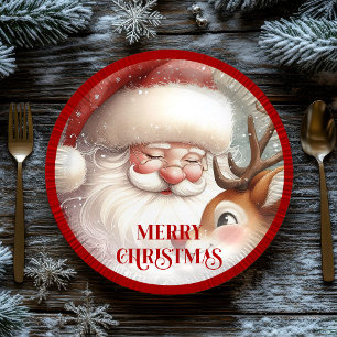 Pratos de festa de Natal engraçados do Papai Noel