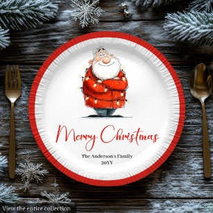Pratos de festa de Natal engraçados do Papai Noel