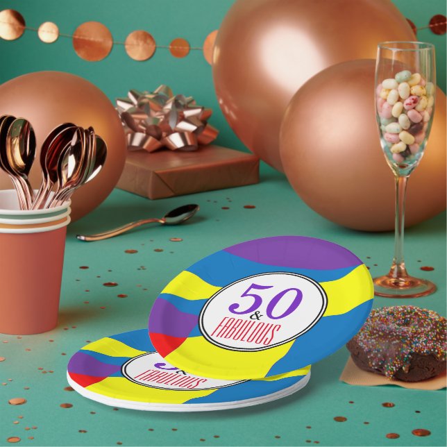 Pratos de festa de ondas de cores para aniversário (Múltiplo)