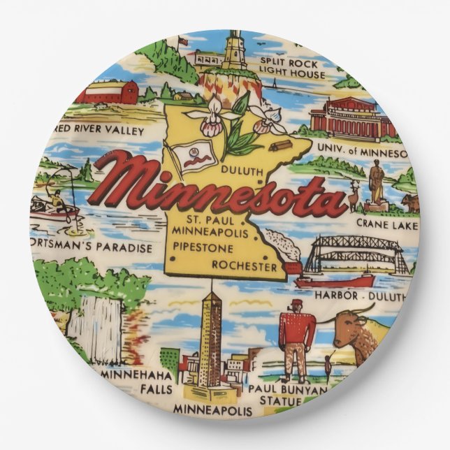 Pratos de festa de pontos turísticos de Minnesota (Frente)