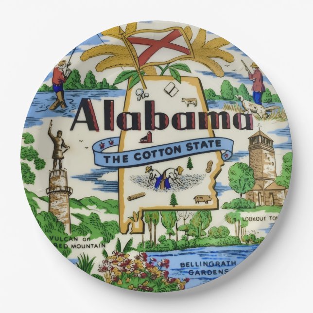 Pratos de festa de pontos turísticos do Alabama (Frente)