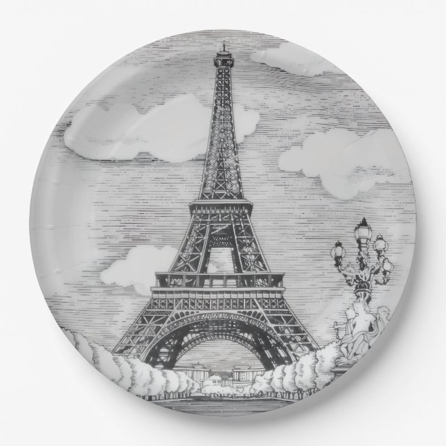Pratos de festa esplêndidos da Torre Eiffel (Frente)
