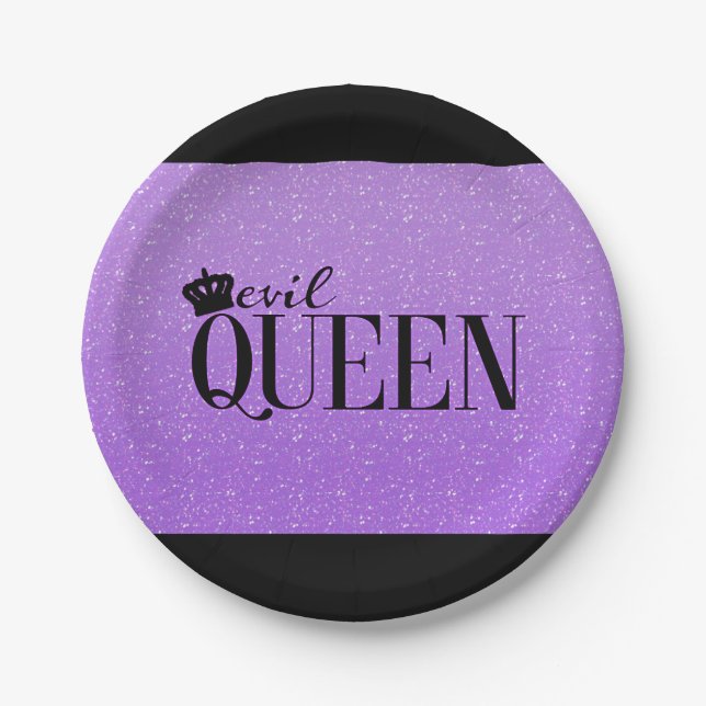 Pratos de festa Glam Purple Glitter EVIL QUEEN (Frente)