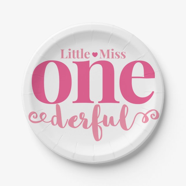 Pratos de festa Little Miss Onederful (Frente)