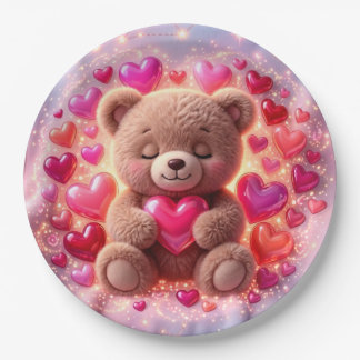 Pratos de festa Teddy Love 💖Prato de papel