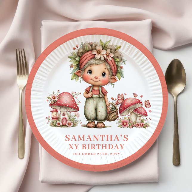 Pratos de Flores Rosa para o 3º Aniversário da Fad (Cute Fairy 3rd Birthday Pink Flowers Plates)